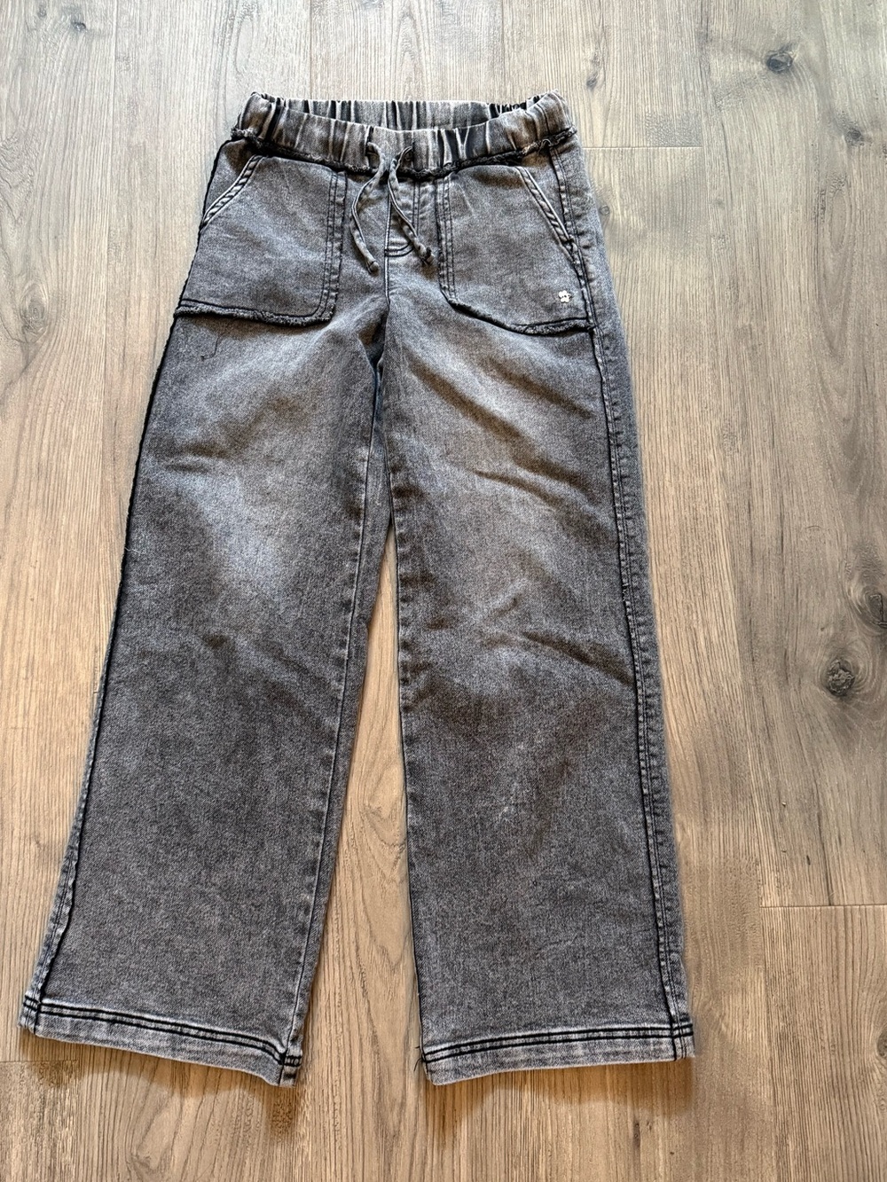 Limited Too Kids Wide-Leg Drawstring Jeans - Charcoal Gray